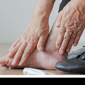 Illustration showing foot and ankle areas commonly associated with chronic pain